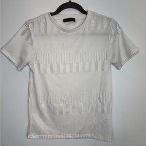 M&S Collection woven texture classic White Patterned Shirt size 6